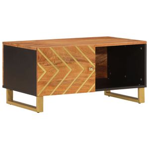 vidaXL Mesa de centro madera maciza de mango negro marr&oacute;n 80x50x40 cm