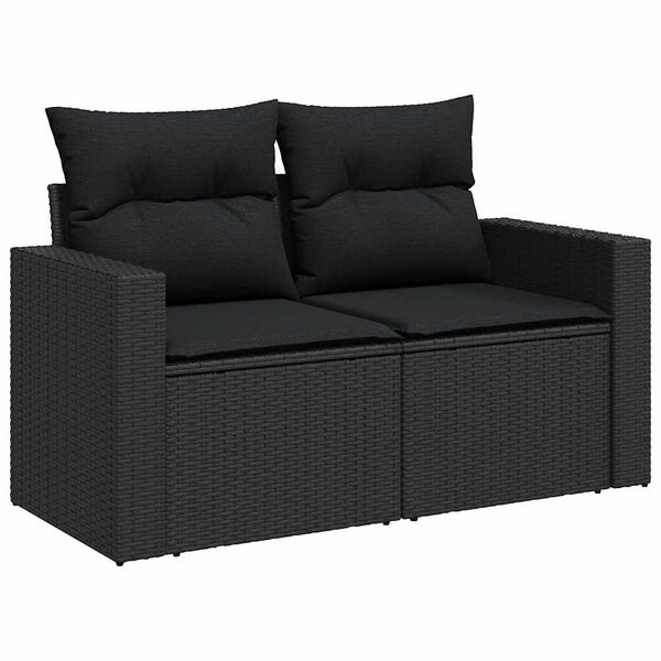 vidaXL Set de muebles de jard&iacute;n 5 pzas y cojines rat&aacute;n sint&eacute;tico negro