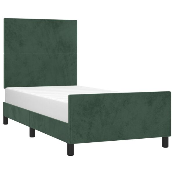 vidaXL Estructura de cama sin colch&oacute;n terciopelo verde oscuro 80x200cm