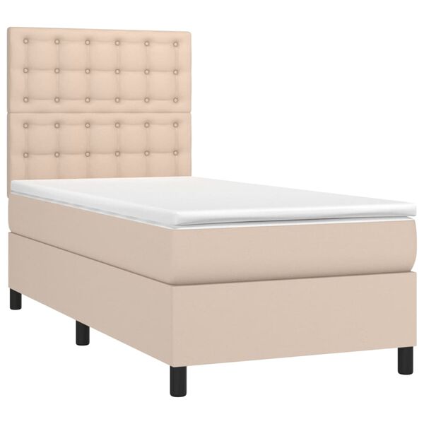 vidaXL Cama box spring con colch&oacute;n cuero sint&eacute;tico capuchino 80x200 cm