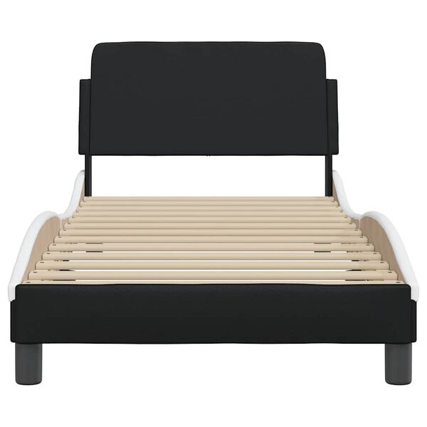 vidaXL Estructura de cama Dover cuero sint&eacute;tico negro blanco 80x200 cm