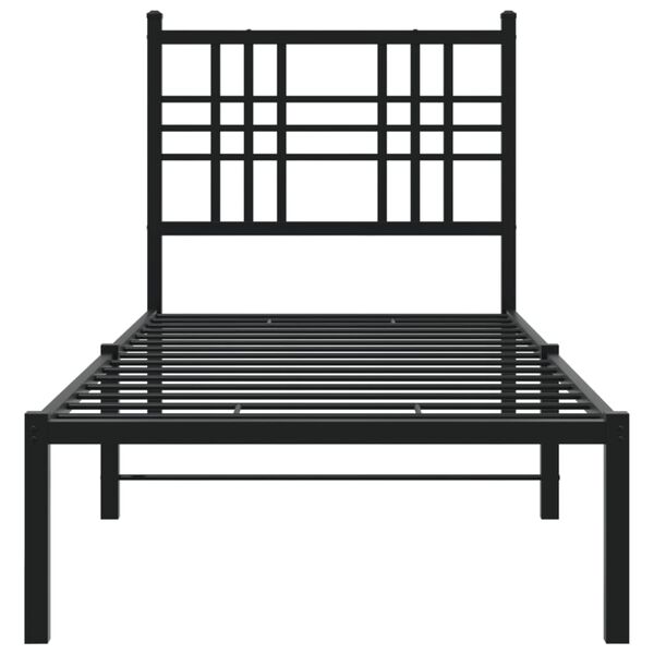 vidaXL Estructura cama sin colchón con cabecero metal negro 75x190 cm
