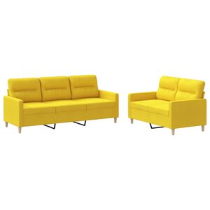 vidaXL Juego de sof&aacute;s con cojines 2 piezas tela amarillo claro