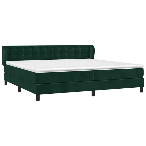 vidaXL Cama box spring con colch&oacute;n terciopelo verde oscuro 200x200 cm