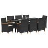 vidaXL Conjunto de Comedor de Jard&iacute;n 9 pcs Negro rat&aacute;n sint&eacute;tico