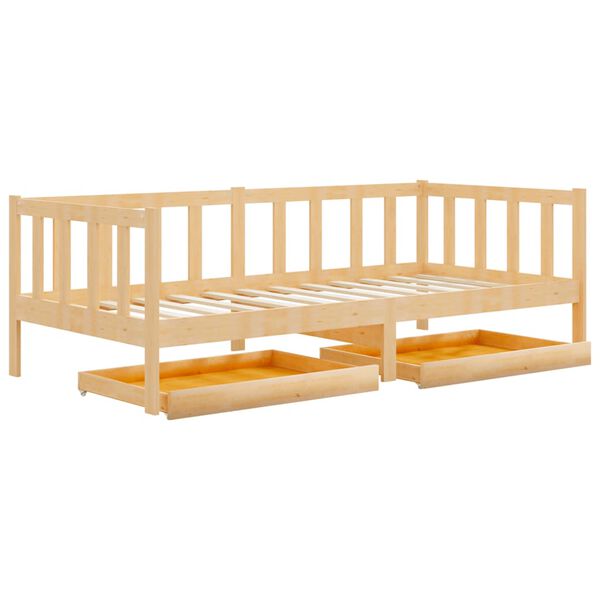 vidaXL Sofá cama con cajones madera de pino maciza 90x200 cm