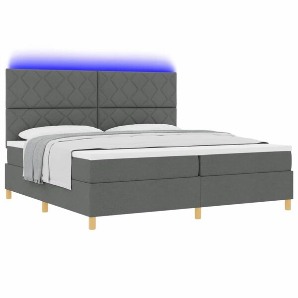 vidaXL Cama tipo Box Spring con colchón Gris oscuro 200 x 200 cm tela