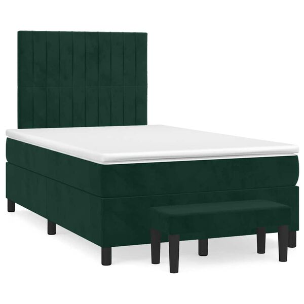 vidaXL Cama box spring con colch&oacute;n terciopelo verde oscuro 120x190 cm