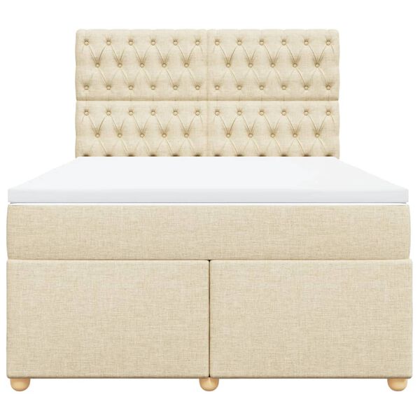 vidaXL Cama box spring con colch&oacute;n tela color crema 160x200 cm