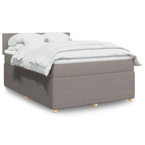 vidaXL Cama box spring con colch&oacute;n tela gris taupe 140x200 cm