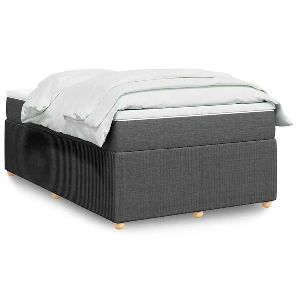 vidaXL Cama box spring con colch&oacute;n tela gris oscuro 120x200 cm