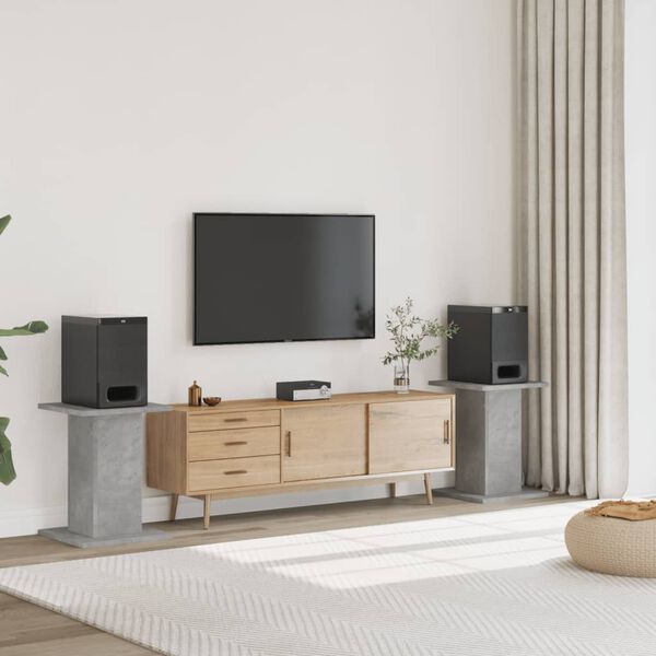 vidaXL Soportes altavoces 2 uds madera gris hormig&oacute;n 30x30x60 cm