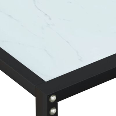 vidaXL Mesa consola vidrio templado blanco mármol 140x35x75,5cm