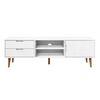 vidaXL Mueble de TV MOLDE madera maciza de pino blanca 158x40x49 cm