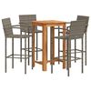 vidaXL Mesa y taburetes de jard&iacute;n 5 pzas madera acacia rat&aacute;n PE gris