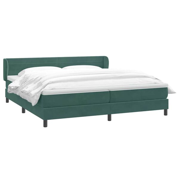 vidaXL Cama box spring con colchones terciopelo verde oscuro 200x210cm