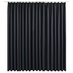 vidaXL Cortina opaca con ganchos negro 290x245 cm