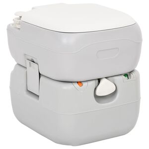 vidaXL Inodoro de camping port&aacute;til HDPE gris y blanco 22+12 L