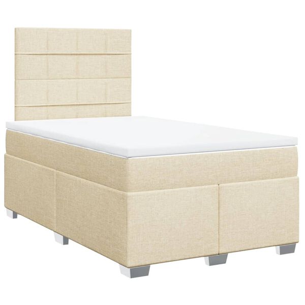 vidaXL Cama box spring con colchón tela color crema 120x190 cm