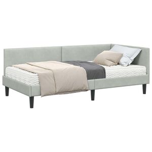 vidaXL Estructura de Cama Esquina con Colch&oacute;n Otro 2 pcs Gris claro