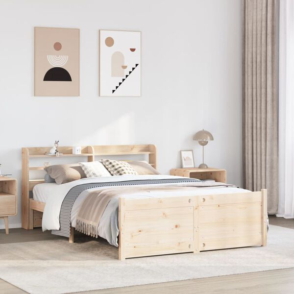 vidaXL Estructura de cama con cabecero madera maciza pino 160x200 cm