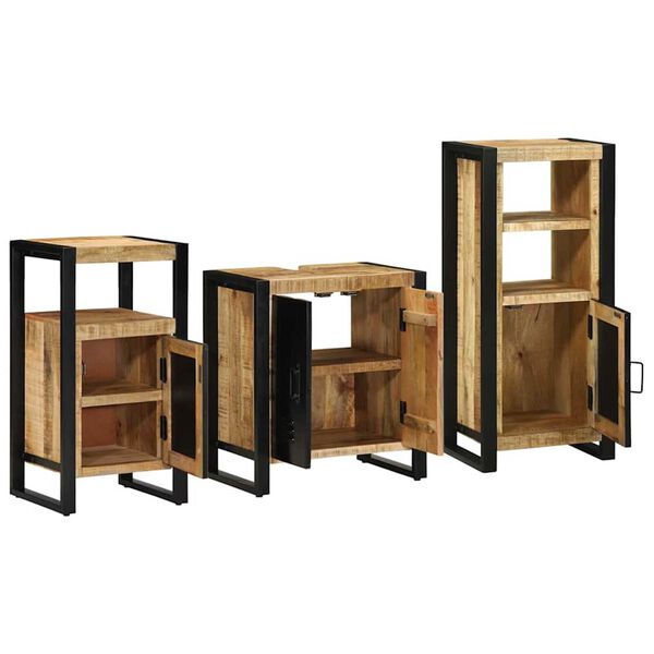 vidaXL Juego de muebles de baño con cajón 3 pcs Madera de mango maciza