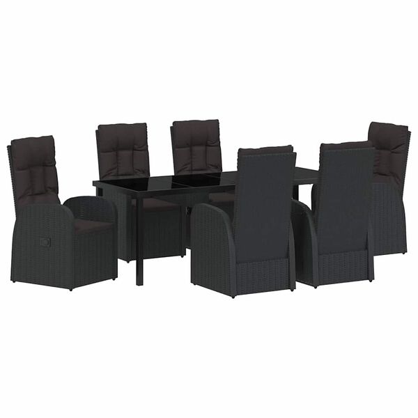 vidaXL Conjunto de Comedor de Jard&iacute;n 7 pcs Negro rat&aacute;n sint&eacute;tico