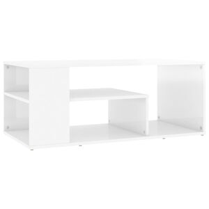 vidaXL Mesa de centro madera contrachapada blanco brillo 100x50x40 cm