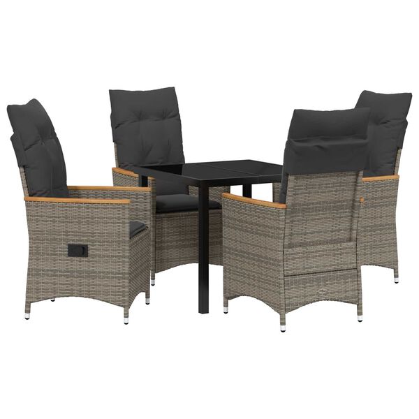 vidaXL Conjunto de Comedor de Jard&iacute;n 5 pcs Gris rat&aacute;n sint&eacute;tico