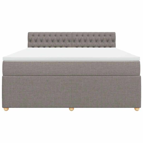 vidaXL Cama box spring con colch&oacute;n tela gris taupe 180x200 cm