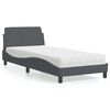 vidaXL Cama con colch&oacute;n Dover terciopelo gris oscuro 90x190 cm