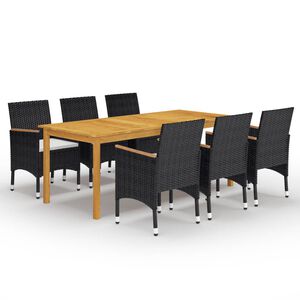 vidaXL Juego de comedor de jard&iacute;n de 7 piezas negro