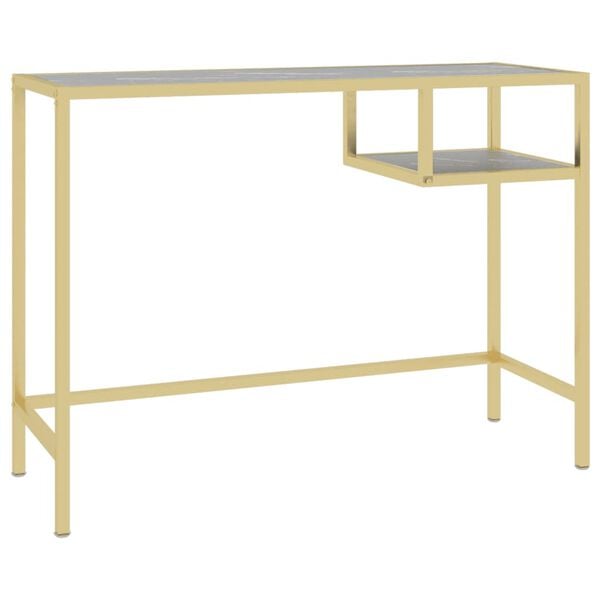 vidaXL Escritorio para ordenador vidrio negro m&aacute;rmol 100x36x74 cm