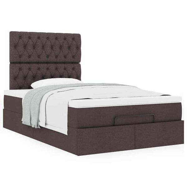vidaXL Estructura cama otomana colch&oacute;n tela marr&oacute;n oscuro 120x200cm