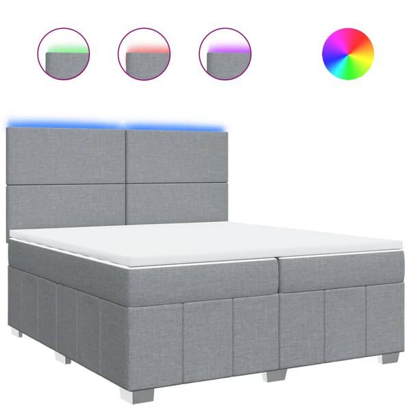 vidaXL Cama box spring con colch&oacute;n tela gris claro 200x200 cm