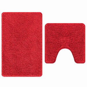 vidaXL Conjunto de alfombra de ba&ntilde;o antideslizante 2 pcs Rojo PP