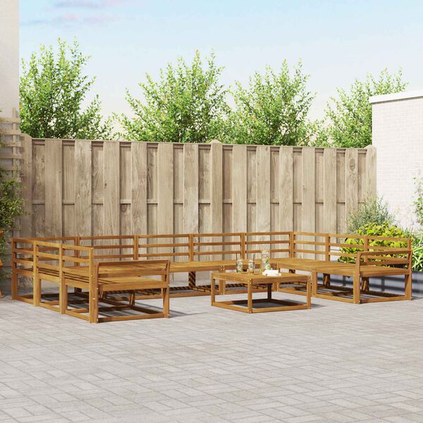 vidaXL Conjunto de sof&aacute;s de exterior 10 pcs Natural