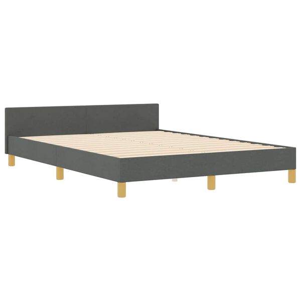 vidaXL Estructura de cama con cabecera Gris oscuro 160 x 200 cm tela