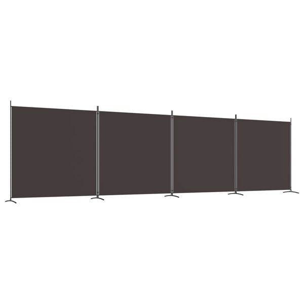 vidaXL Biombo divisor de 4 paneles de tela marr&oacute;n 698x180 cm