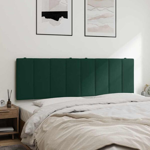 vidaXL Cabecero de cama acolchado Hanko terciopelo verde oscuro 160 cm