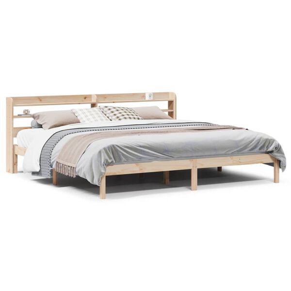 vidaXL Estructura de cama sin colch&oacute;n madera maciza de pino 200x200 cm