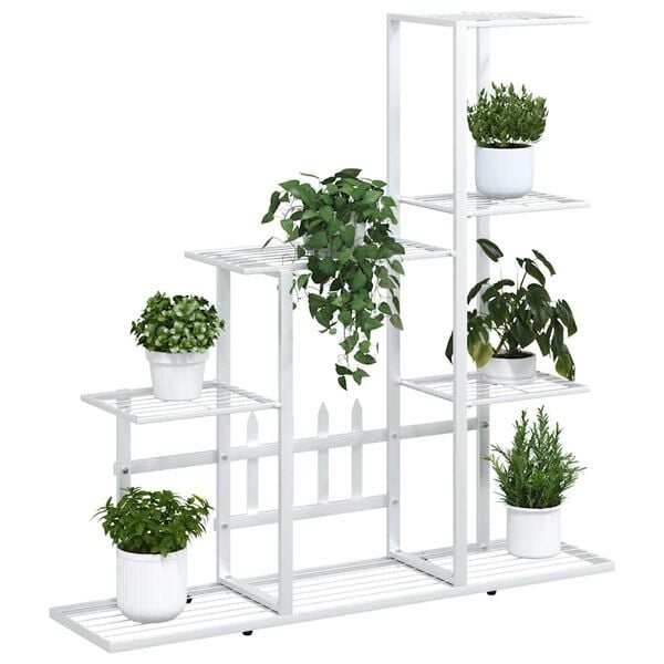 vidaXL Soporte de flores de metal blanco 94,5x25x88 cm