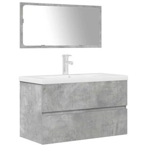 vidaXL Set muebles de ba&ntilde;o 2 piezas madera contrachapada gris hormig&oacute;n
