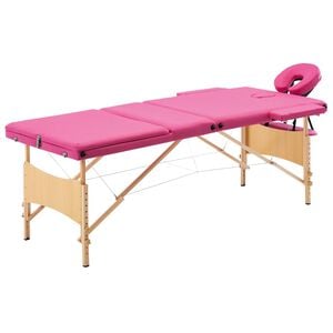 vidaXL Camilla de masaje plegable 3 zonas madera rosa