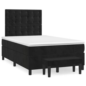 vidaXL Cama box spring con colch&oacute;n terciopelo negro 120x200 cm