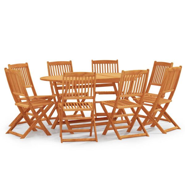 vidaXL Set de comedor de jard&iacute;n plegable 9 pzas madera eucalipto