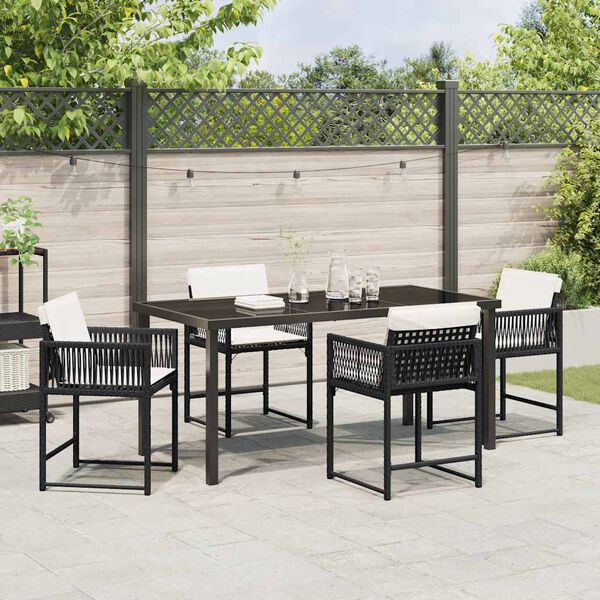 vidaXL Conjunto de Comedor de Jardín 5 pcs Negro ratán sintético