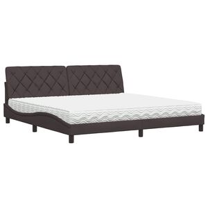 vidaXL Cama con colch&oacute;n tela marr&oacute;n oscuro 200x200 cm