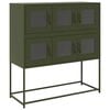 vidaXL Aparador de acero laminado en fr&iacute;o verde oliva 100,5x39x107 cm