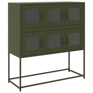 vidaXL Aparador de acero laminado en fr&iacute;o verde oliva 100,5x39x107 cm